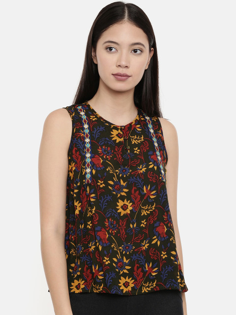 

Chumbak Women Green Printed A-Line Top
