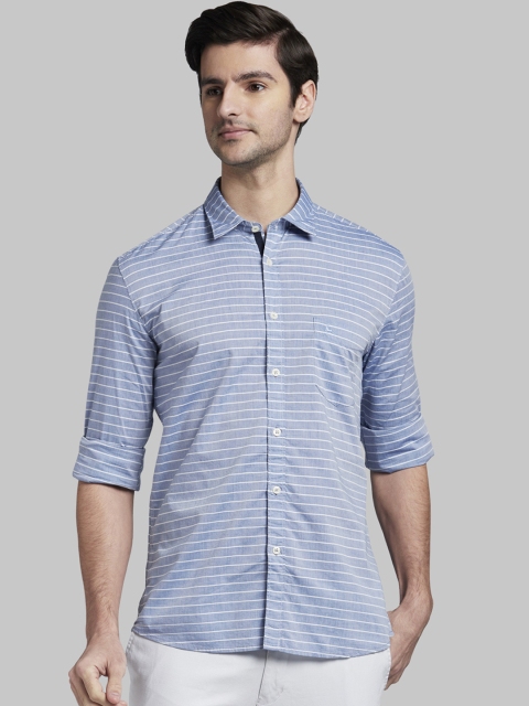 

Parx Men Blue & White Slim Fit Striped Casual Shirt