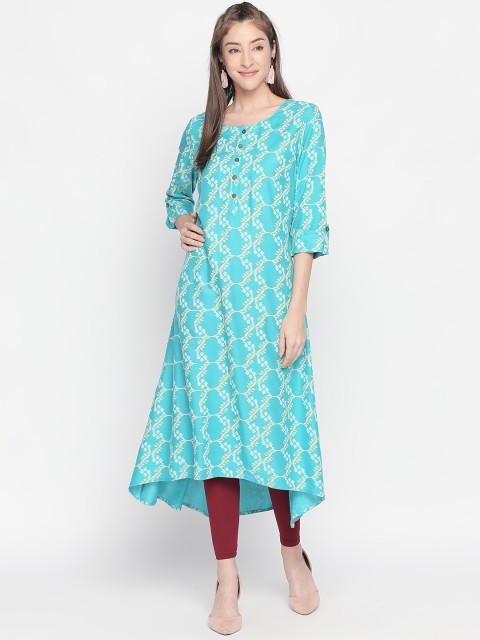 

RANGMANCH BY PANTALOONS Women Blue Printed A-Line Kurta