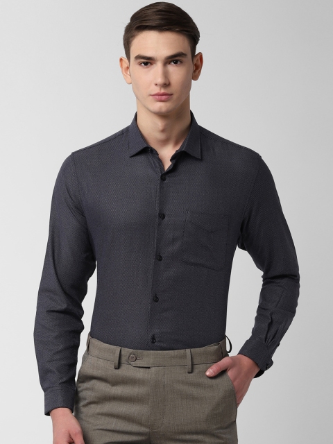 

Peter England Men Navy Blue Regular Fit Self Design Formal Shirt