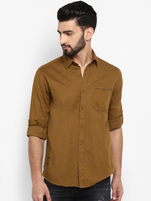 

Mufti Men Khaki Slim Fit Solid Casual Shirt