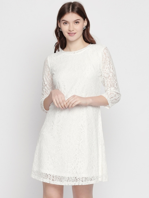 

Honey by Pantaloons Women Self Design White A-Line Dress