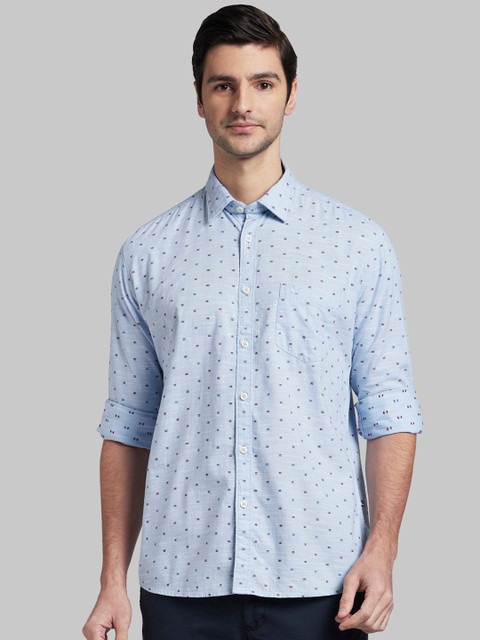 

Parx Men Blue Slim Fit Printed Casual Shirt