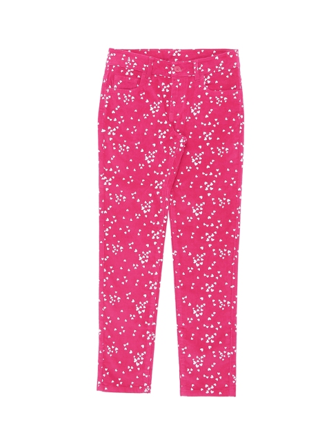 

Pantaloons Junior Girls Pink Regular Fit Printed Regular Trousers