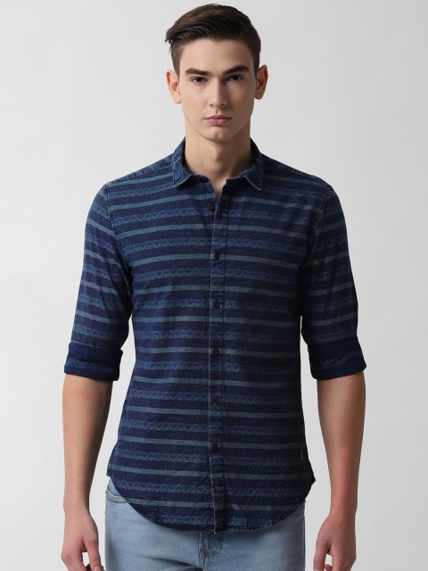 

Peter England Casuals Men Navy Blue Slim Fit Striped Casual Shirt