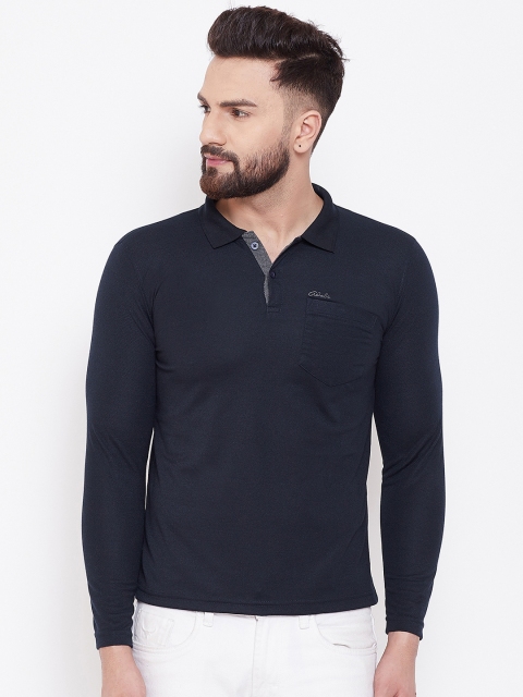 

Adobe Men Navy Blue Solid Polo Collar T-shirt