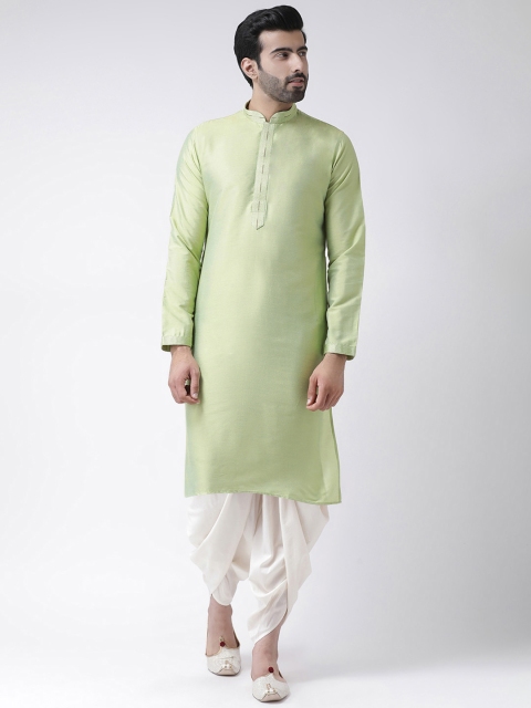 

KISAH Men Green & Off-White Solid Kurta with Dhoti Pants