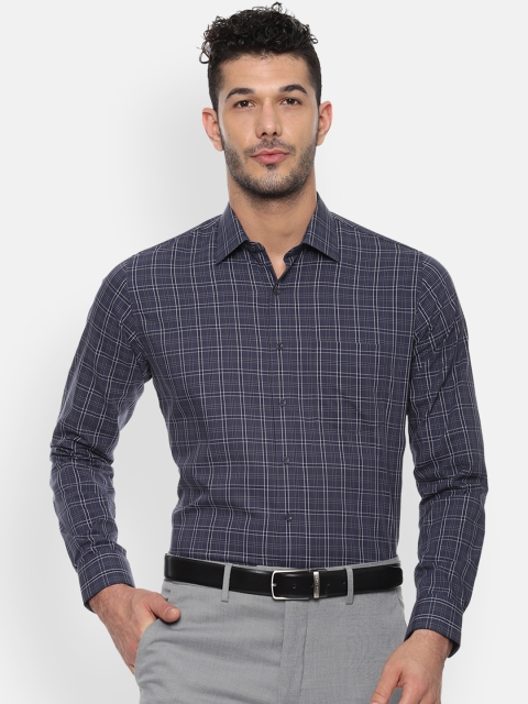

Van Heusen Men Navy Blue & White Slim Fit Checked Formal Shirt