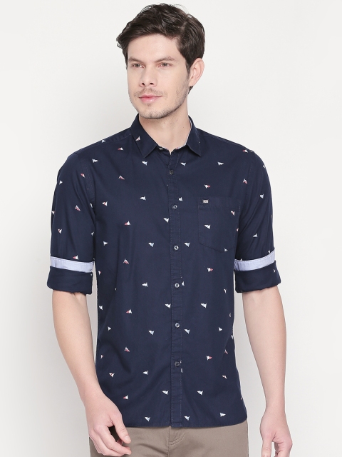 

BYFORD by Pantaloons Men Navy Blue Slim Fit Printed Casual Shirt