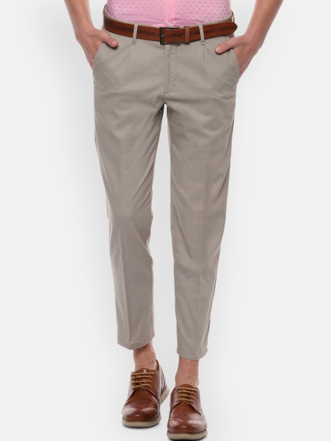 

Allen Solly Men Beige Slim Fit Self Design Regular Trousers