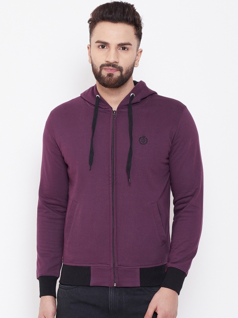 

Adobe Men Purple Solid Hooded Sweatshirt