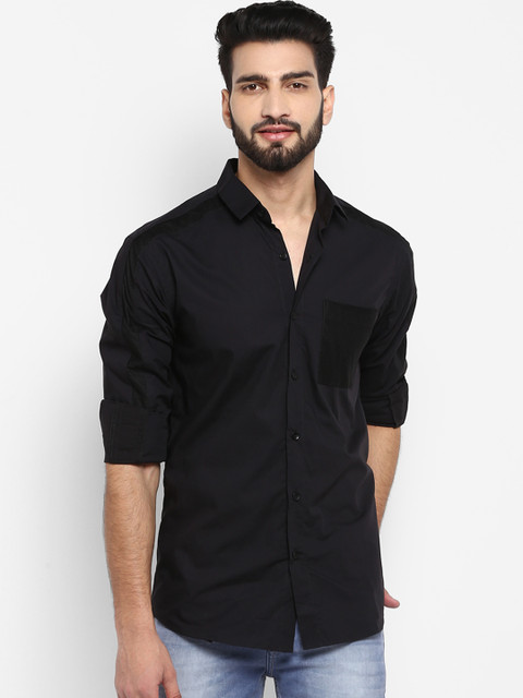 

Mufti Men Black Slim Fit Solid Casual Shirt