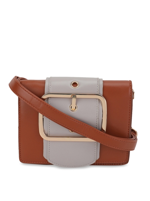 

Kazo Women Brown & Grey Colourblocked Sling Bag