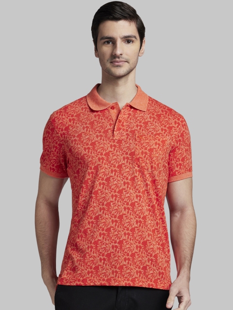 

Parx Men Orange Printed Polo Collar T-shirt