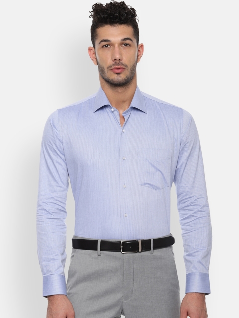 

Van Heusen Men Blue & White Slim Fit Self Design Formal Shirt