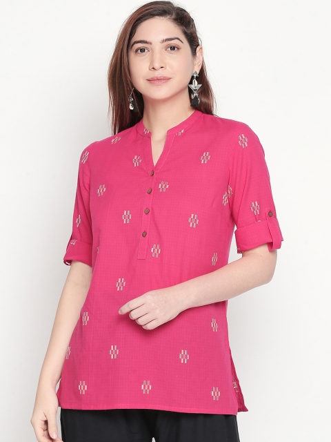 

AKKRITI BY PANTALOONS Fuchsia Self Design Tunic