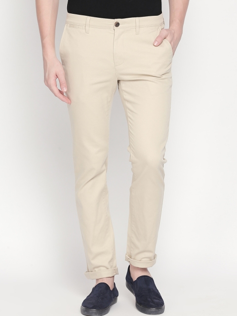 

BYFORD by Pantaloons Men Beige Slim Fit Self Design Regular Trousers