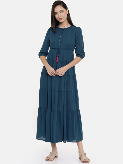

Chumbak Women Teal Green Solid Fit and Flare Dress