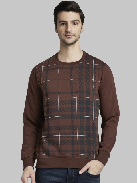 

Parx Men Brown Checked Sweatshirt