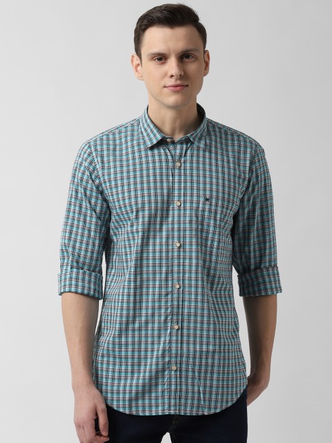 

Peter England Casuals Men Blue & White Slim Fit Checked Casual Shirt