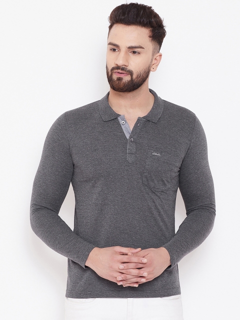 

Adobe Men Grey Solid Polo Collar T-shirt