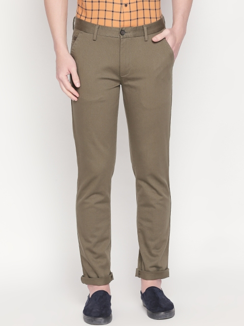 

BYFORD by Pantaloons Men Green Slim Fit Self Design Regular Trousers