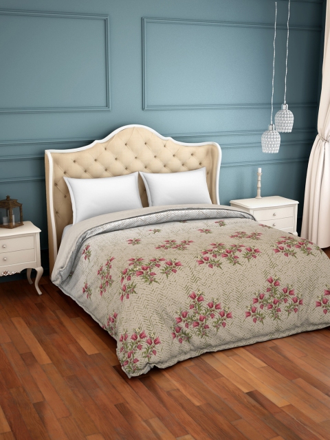 

SPACES Brown Floral AC Room 150 GSM Double Bed Comforter