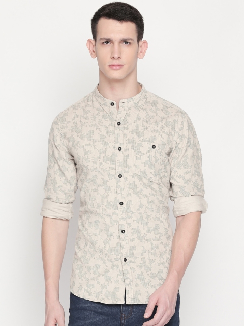 

SF JEANS by Pantaloons Men Beige Slim Fit Printed Casual Shirt