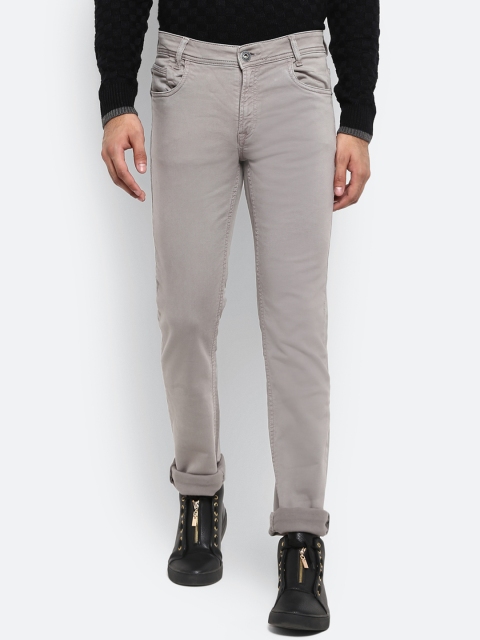 Mufti Men Grey Slim Fit Solid Regular Trousers
