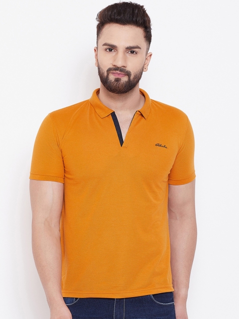 

Adobe Men Orange Solid Polo Collar T-shirt