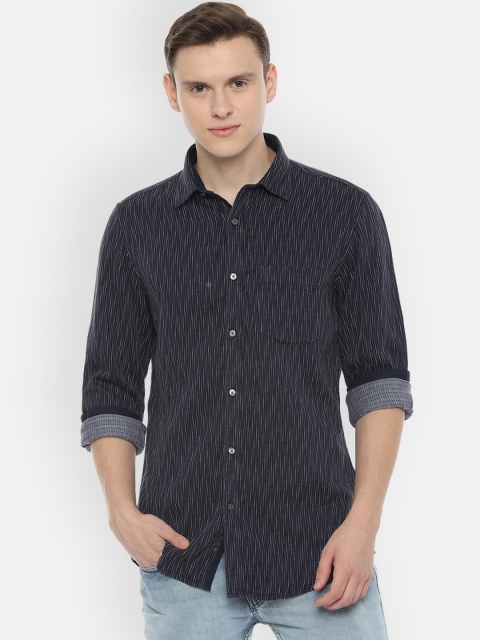

Van Heusen Sport Men Navy Blue Slim Fit Self Design Casual Shirt