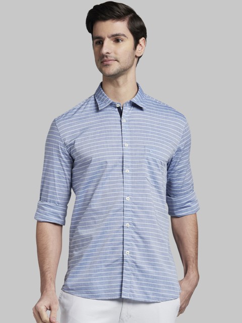 

Parx Men Blue & White Slim Fit Striped Casual Shirt