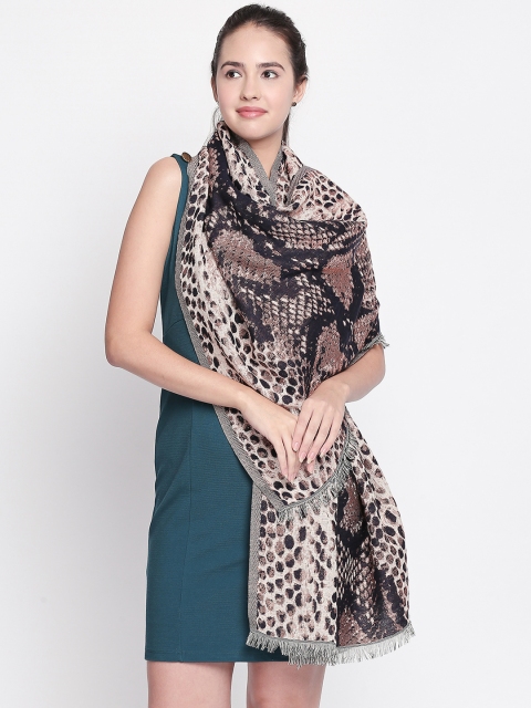 

Style Quotient Women Black & Beige Animal Printed Shawl