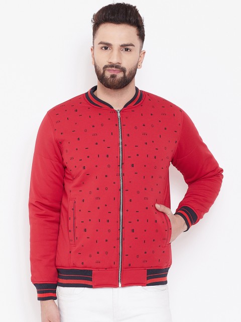 

Adobe Men Red Printed Windcheater and Water Resistant Bomber Jacket