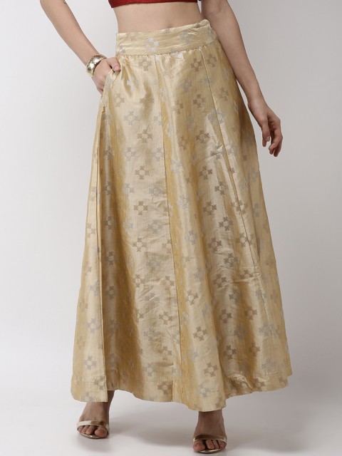 

De Moza Women Gold-Colured Self-Design Maxi Skirt