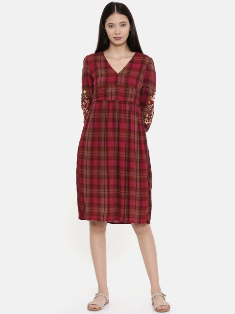 

Chumbak Women Red The Only Girl Checked Skater Dress