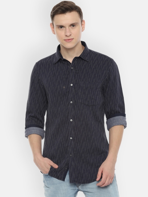 

Van Heusen Sport Men Navy Blue Slim Fit Self Design Casual Shirt
