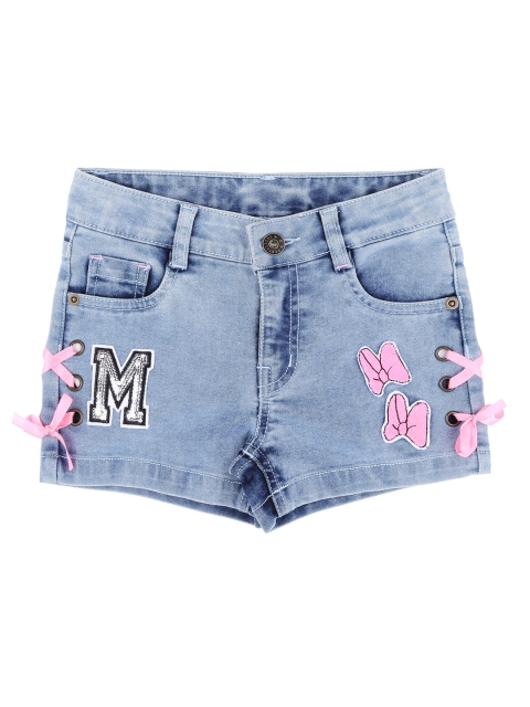 

Pantaloons Junior Girls Blue Embellished Regular Fit Denim Shorts