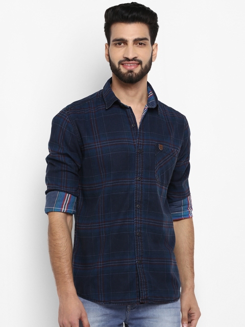 

Mufti Men Blue Slim Fit Checked Casual Shirt