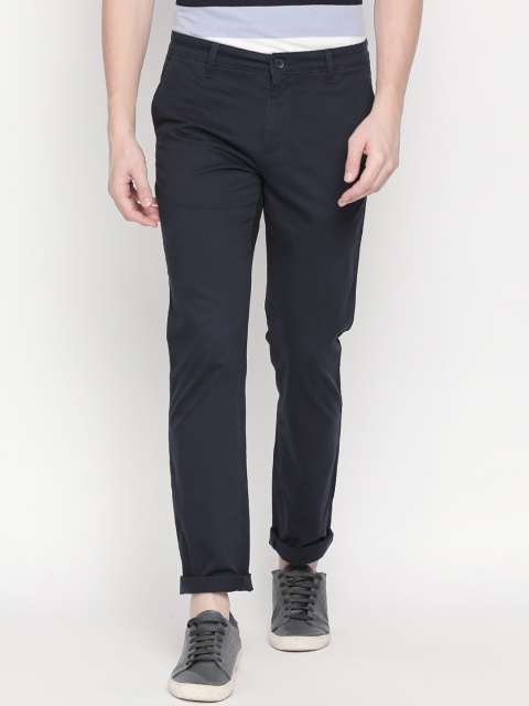 BYFORD by Pantaloons Men Blue Slim Fit Solid Regular Trousers