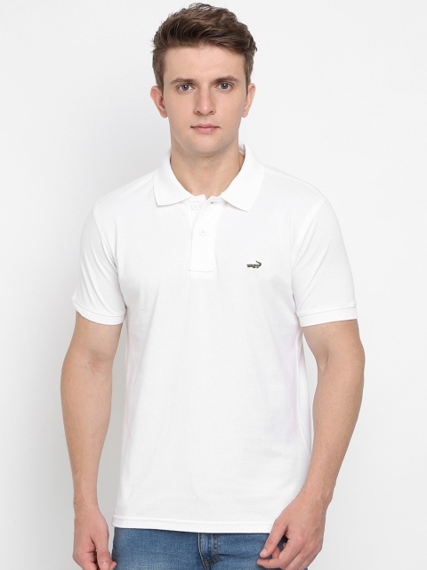 

Crocodile Men White Slim Fit Solid Polo Collar T-shirt