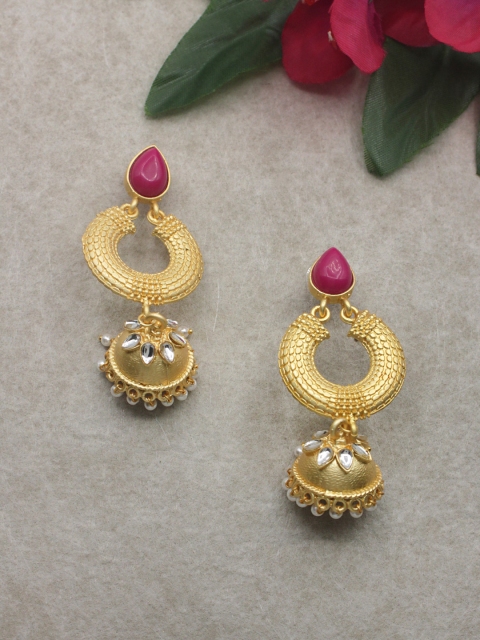 

Sia Art Jewellery Gold-Plated Dome Shaped Jhumkas