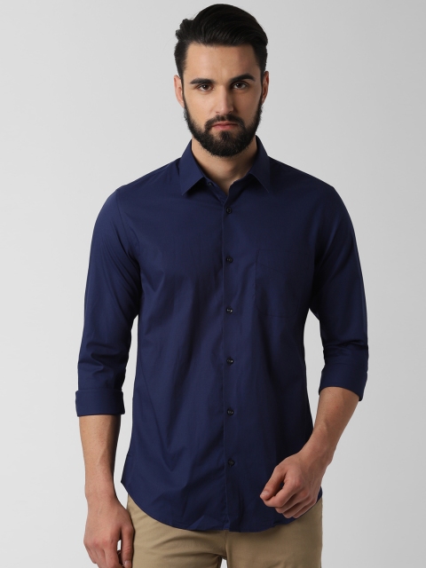 

Peter England Men Navy Blue Slim Fit Solid Casual Shirt