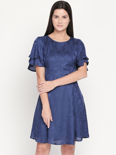 

Honey by Pantaloons Women Self Design Blue A-Line Dress