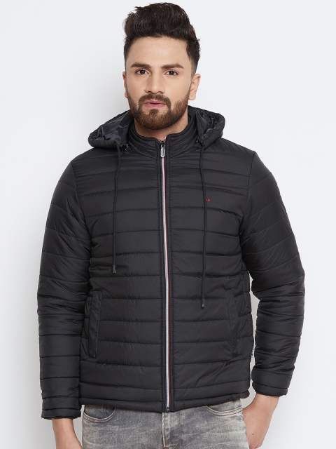 

Okane Men Black Solid Hooded Puffer Jacket