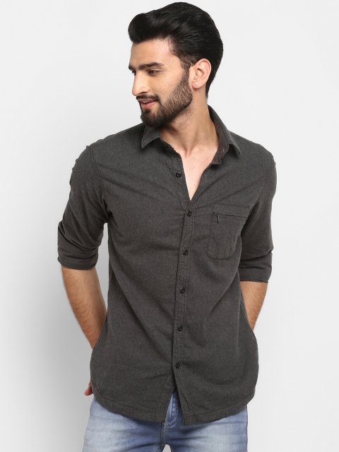 

Mufti Men Charcoal Regular Fit Solid Casual Shirt