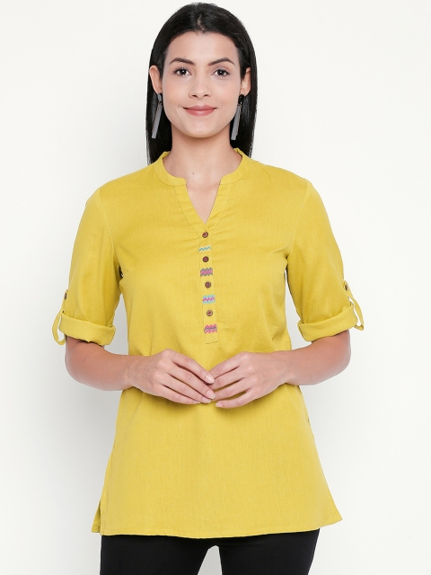

AKKRITI BY PANTALOONS Yellow Solid Tunic