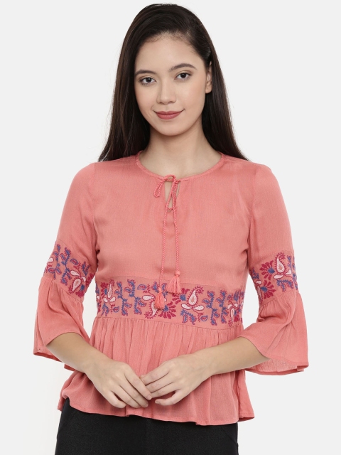 

Chumbak Women Pink Printed Peplum Top