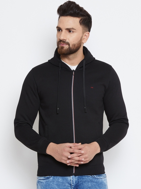 

Okane Men Black Solid Hooded Sweatshirt