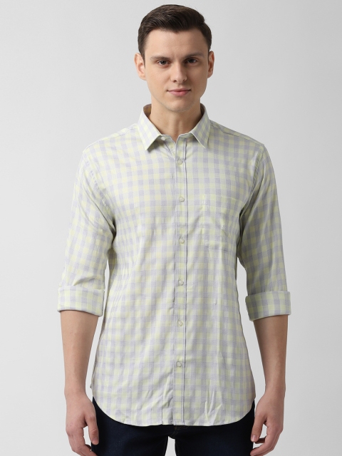 

Peter England Men Yellow & Purple Slim Fit Checked Casual Shirt